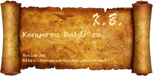 Kenyeres Balázs névjegykártya